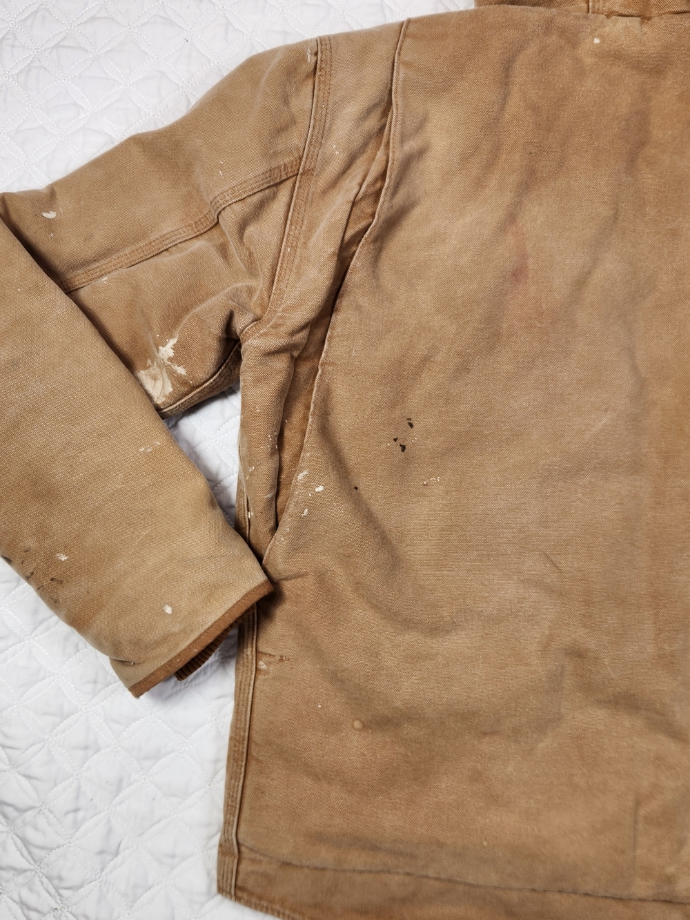 Carhartt Men's Tan Hooded Work Jacket with Sherpa Lining - Picture 11 of 15